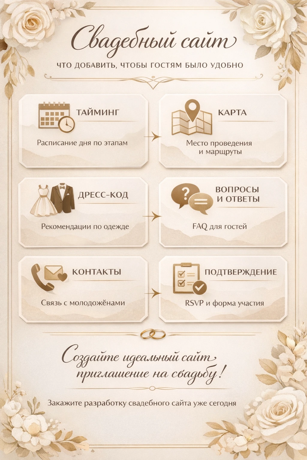 Пример таймлайна свадебного дня на сайте